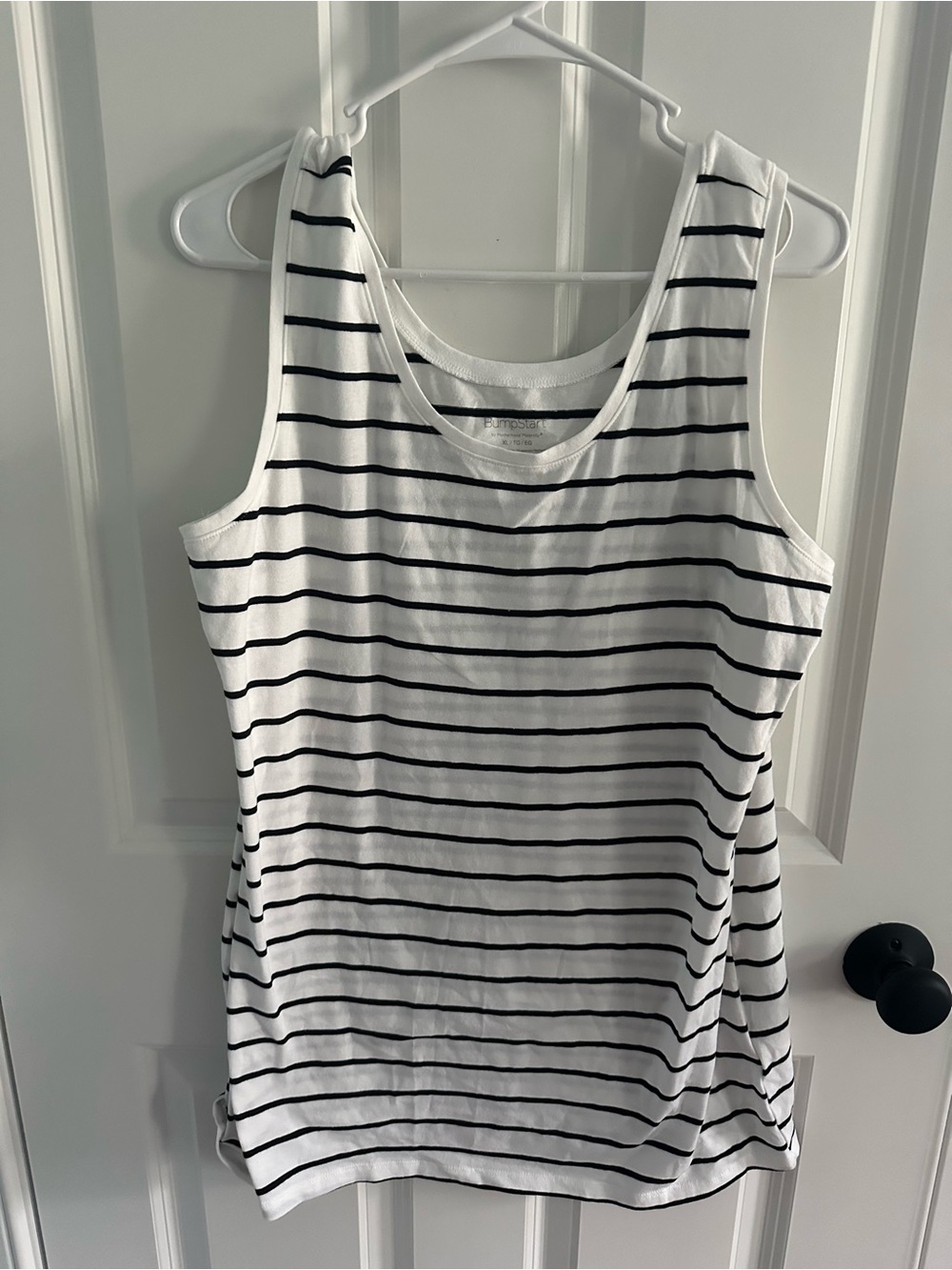 Motherhood Maternity White and Black Striped Tank Top
